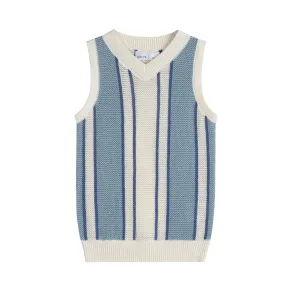 Dinky Boys Knitted Sleeveless Striped Vest Blue/White
