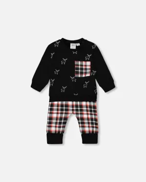 DPD Plaid Printed Fleece Top and Pant Set
