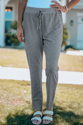 Drawstring High Waist Straight Leg Pants