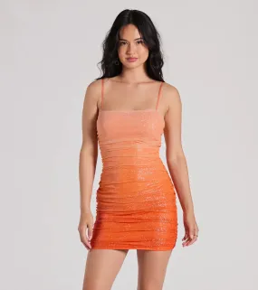 Effortless Dazzle Bodycon Glitter Mesh Mini Dress