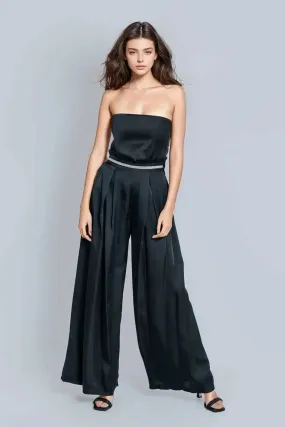 Elegant High-Waisted Pleated Black Palazzo Pants