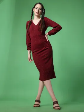 Elegant Maroon Bodycon Dress