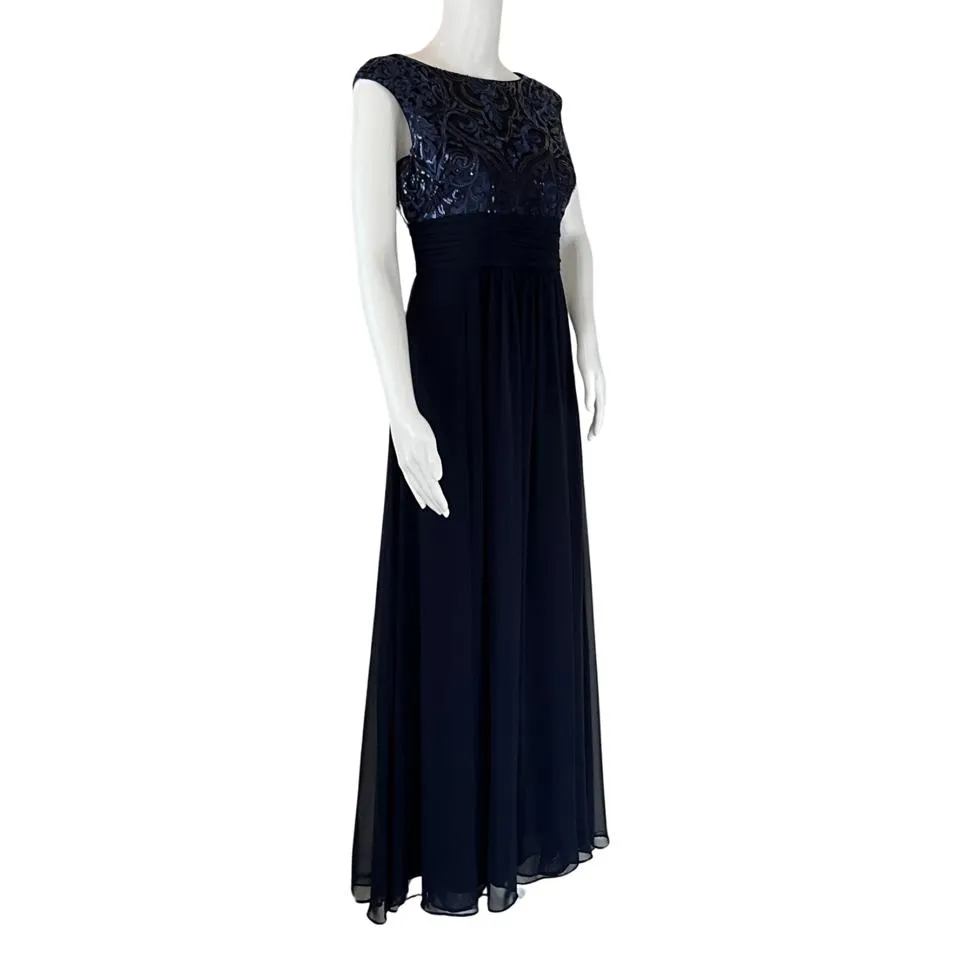 Eliza J Women's Sleeveless Maxi Formal Evening Dress Gown Navy Blue Sz 4P