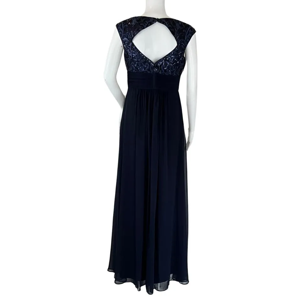 Eliza J Women's Sleeveless Maxi Formal Evening Dress Gown Navy Blue Sz 4P