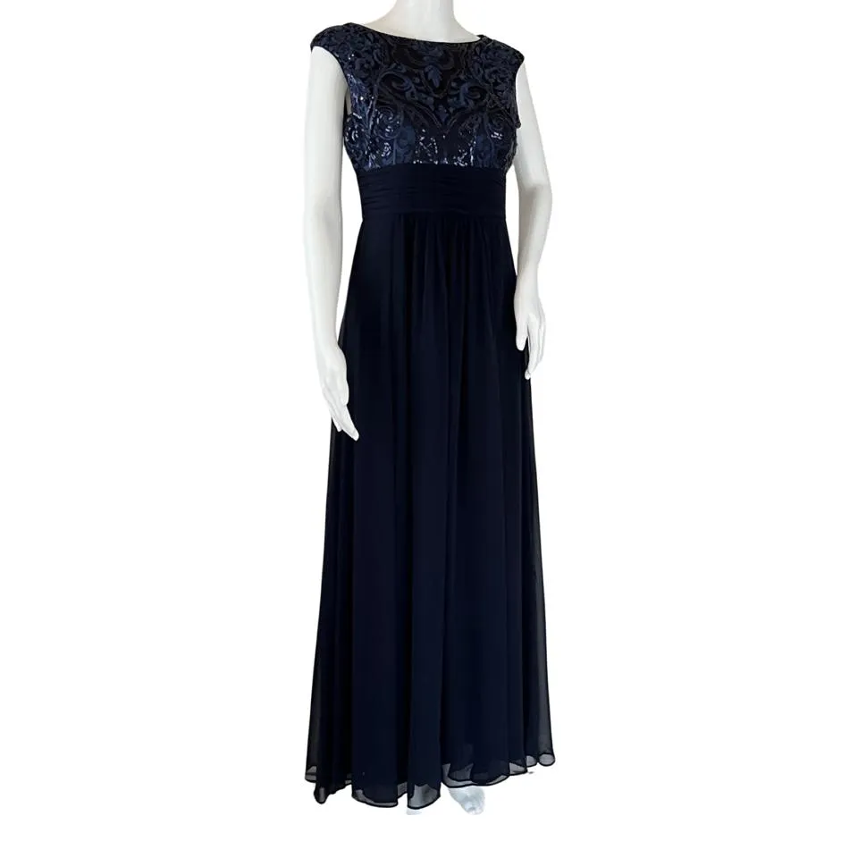 Eliza J Women's Sleeveless Maxi Formal Evening Dress Gown Navy Blue Sz 4P