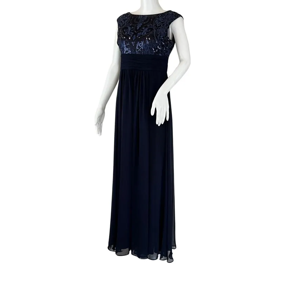 Eliza J Women's Sleeveless Maxi Formal Evening Dress Gown Navy Blue Sz 4P