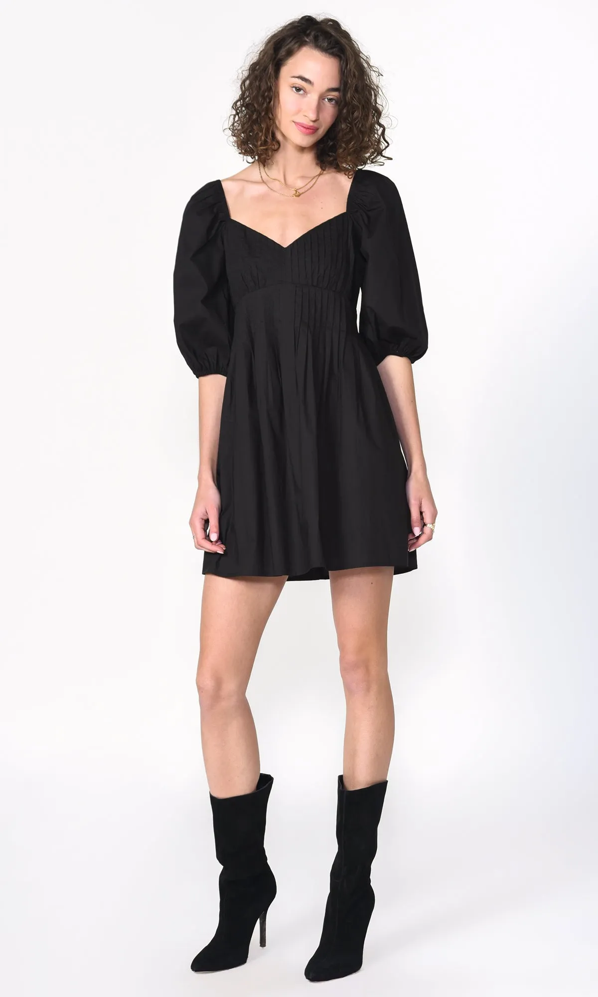 Ellie Pintucked Poplin Mini Dress