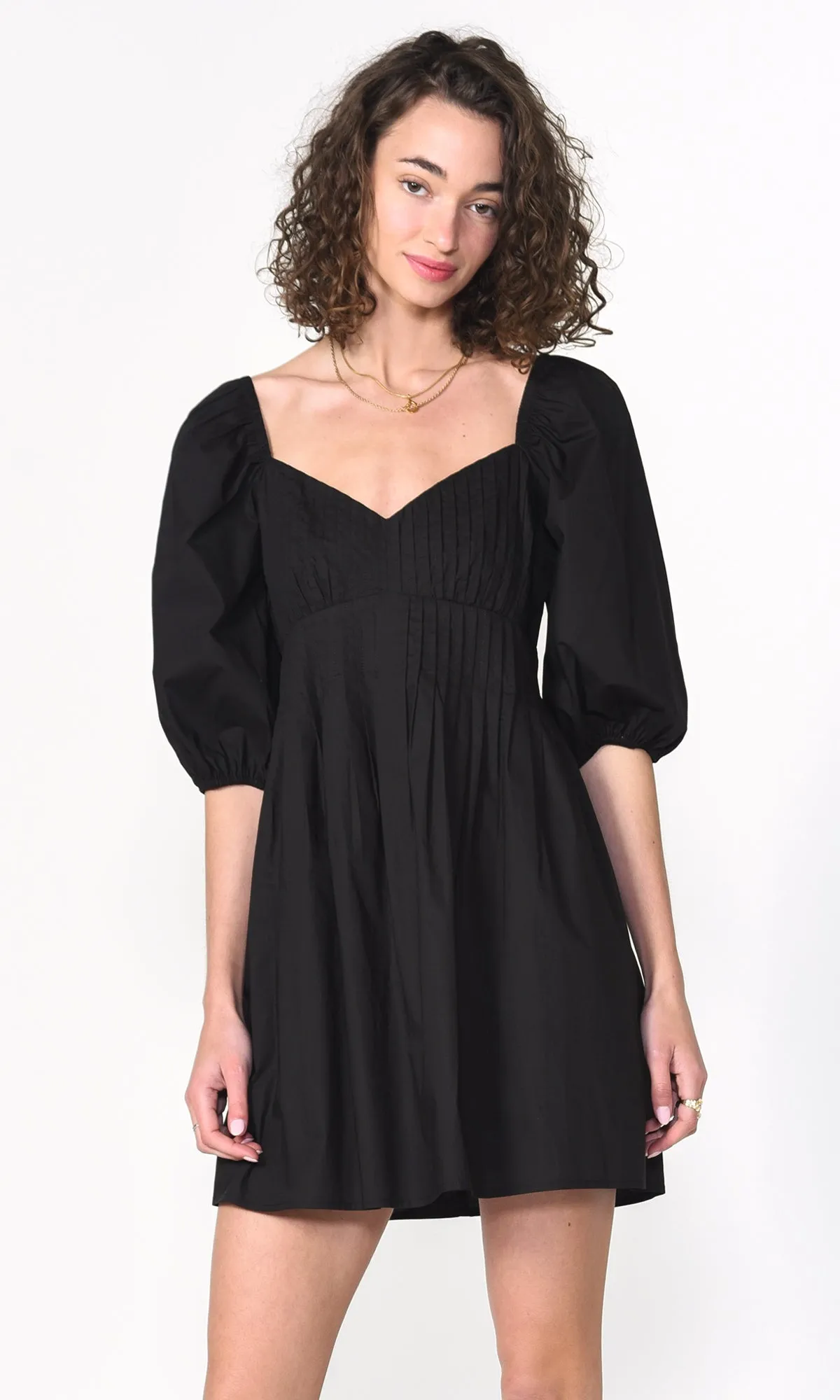 Ellie Pintucked Poplin Mini Dress