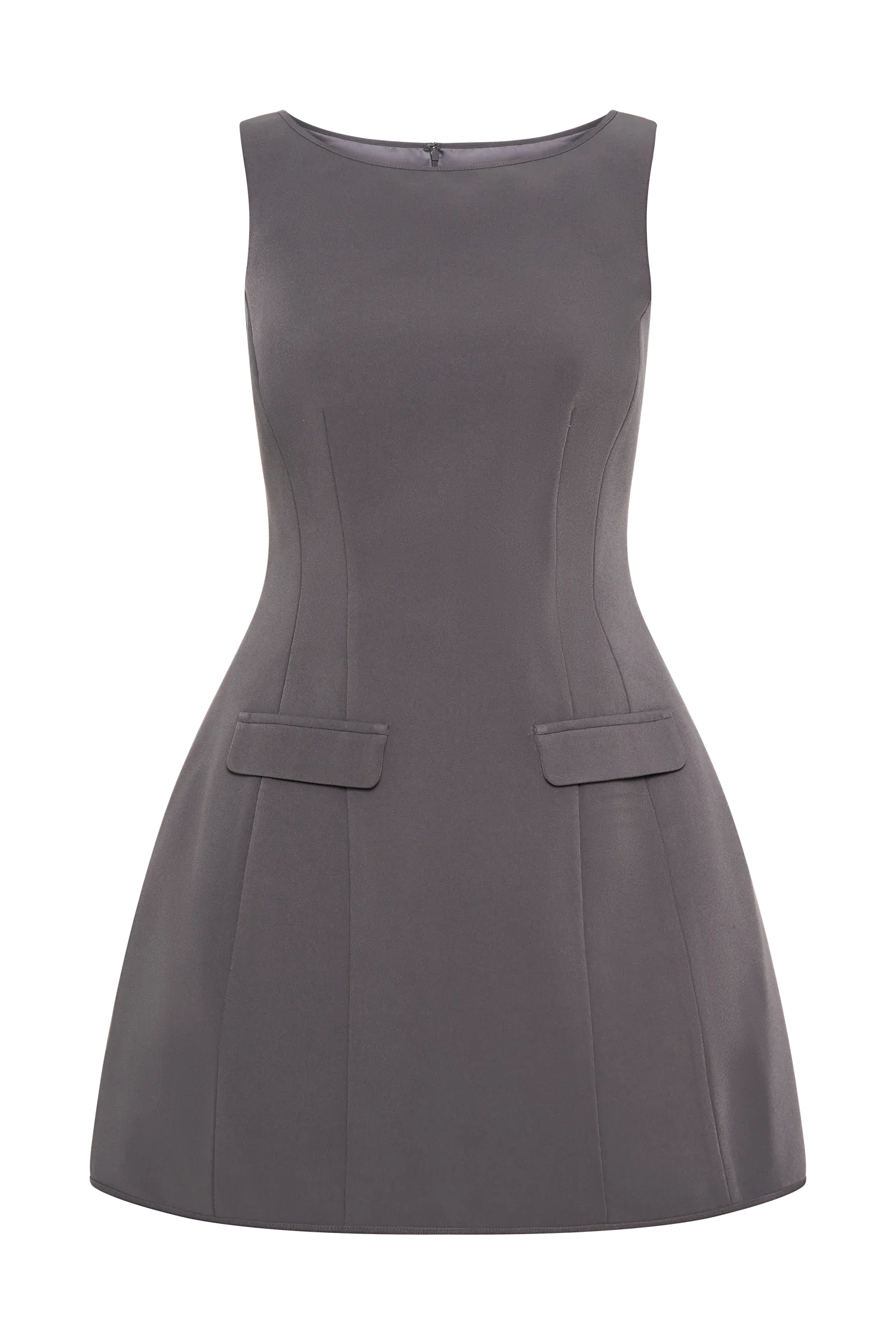 Evanna Sleeveless Suiting Mini Dress - Charcoal Grey