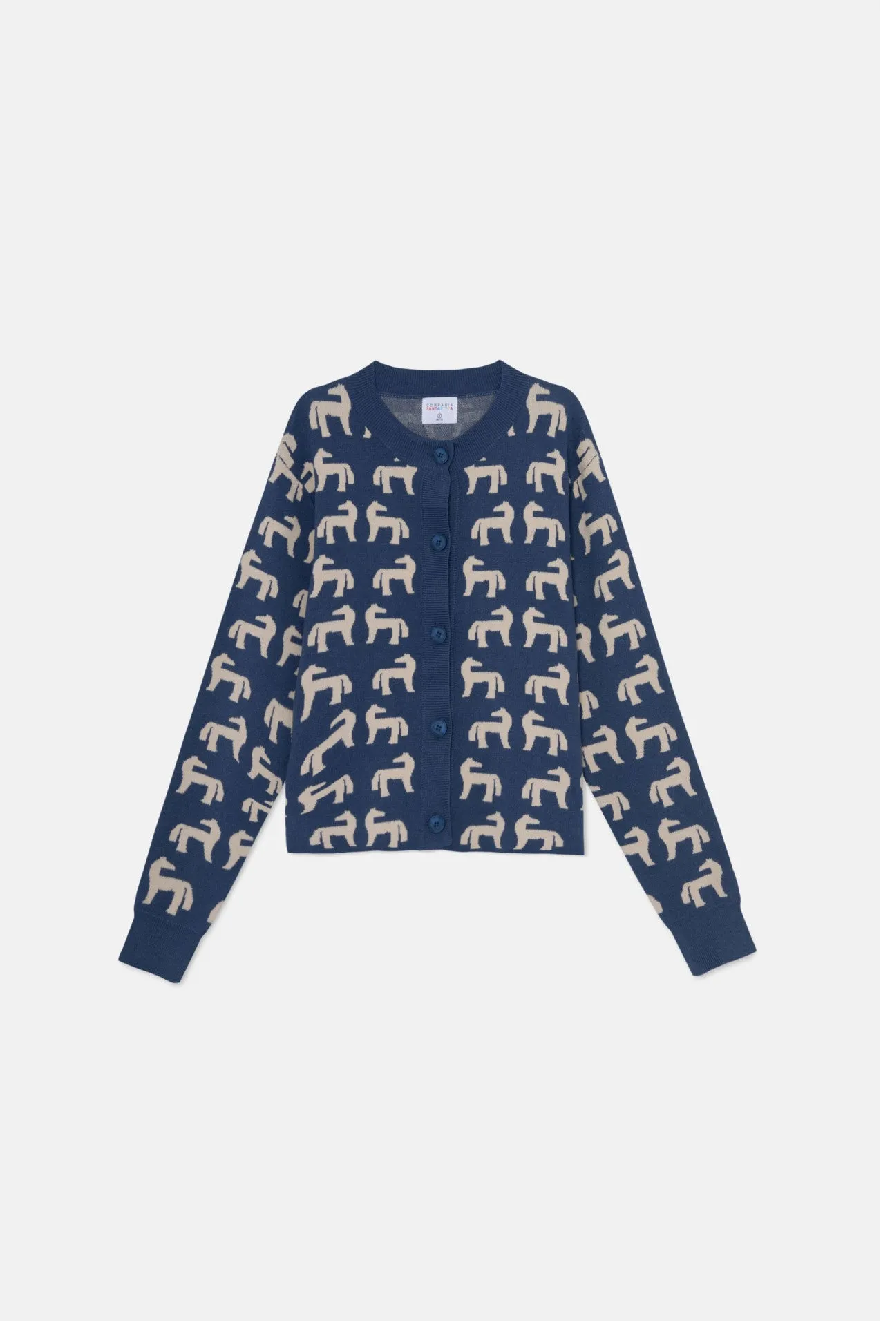 Fine Knit Cárdigan with Horse Print