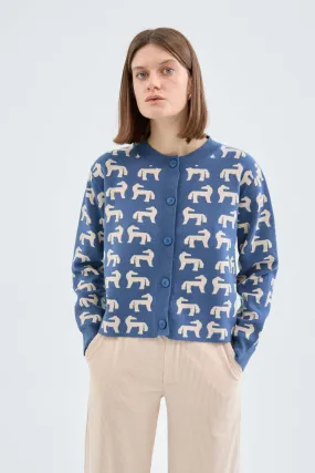 Fine Knit Cárdigan with Horse Print