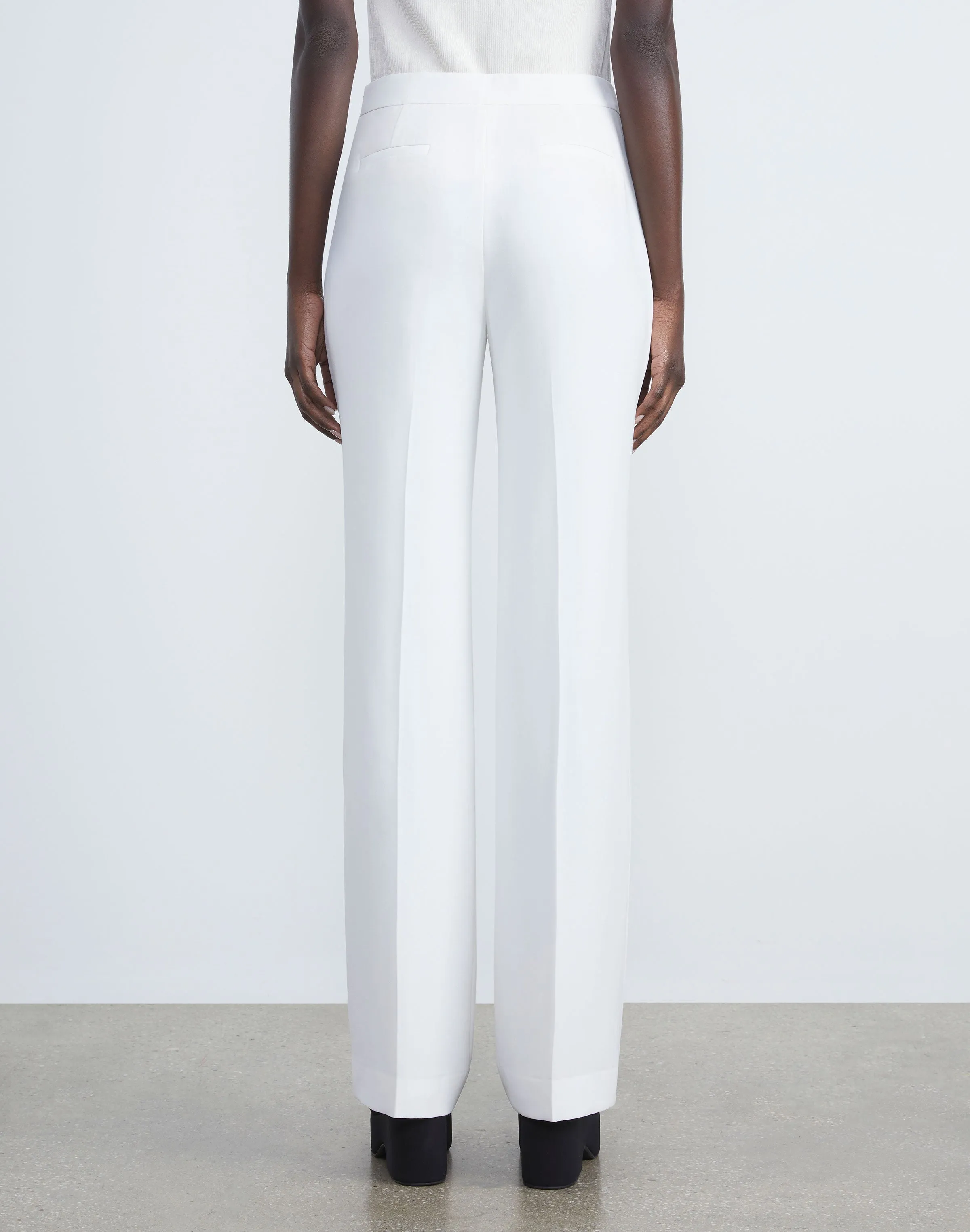 Finesse Crepe Gates Side-Zip Flared Pant