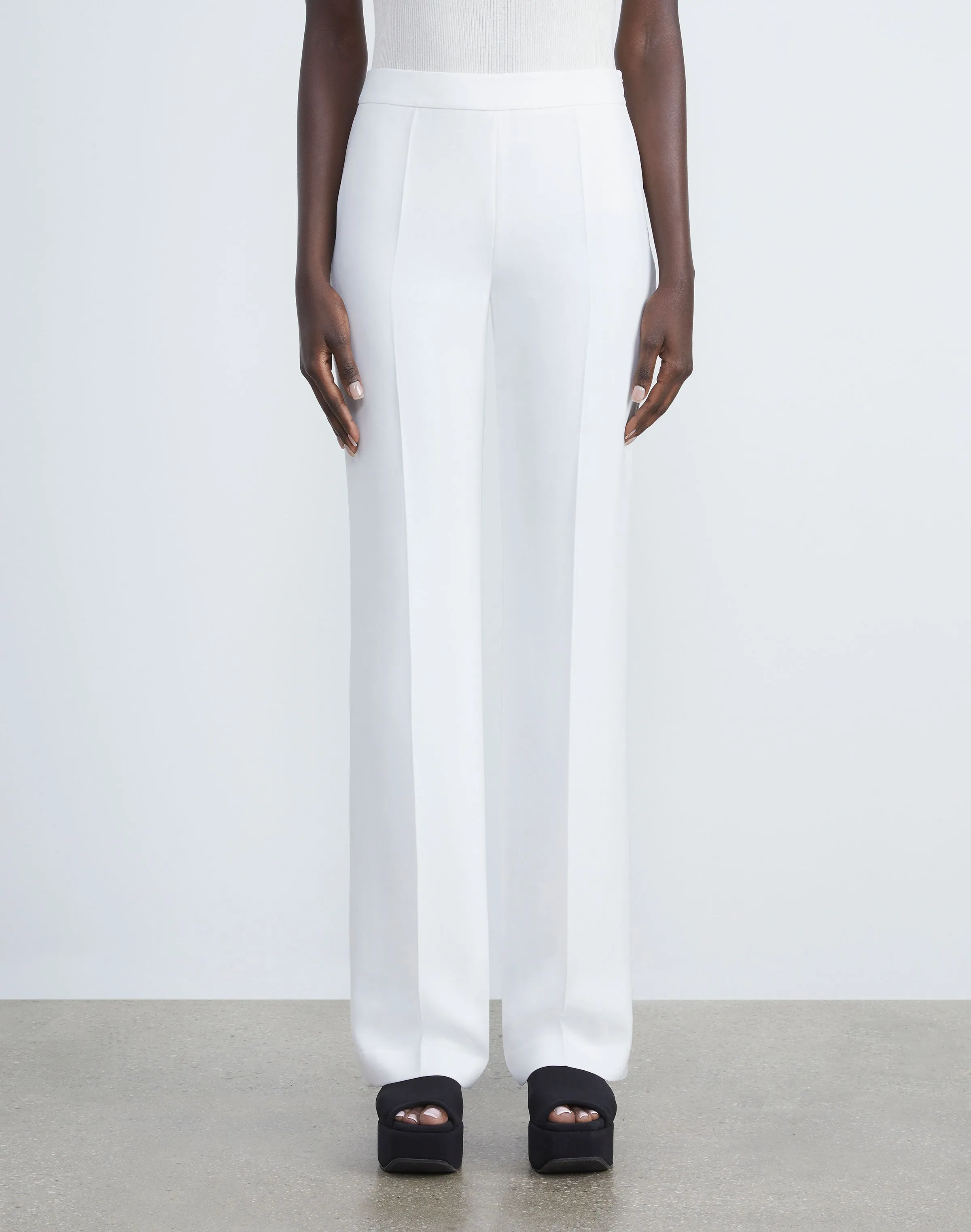 Finesse Crepe Gates Side-Zip Flared Pant