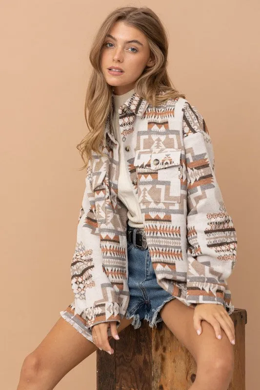 Frayed Aztec Shacket