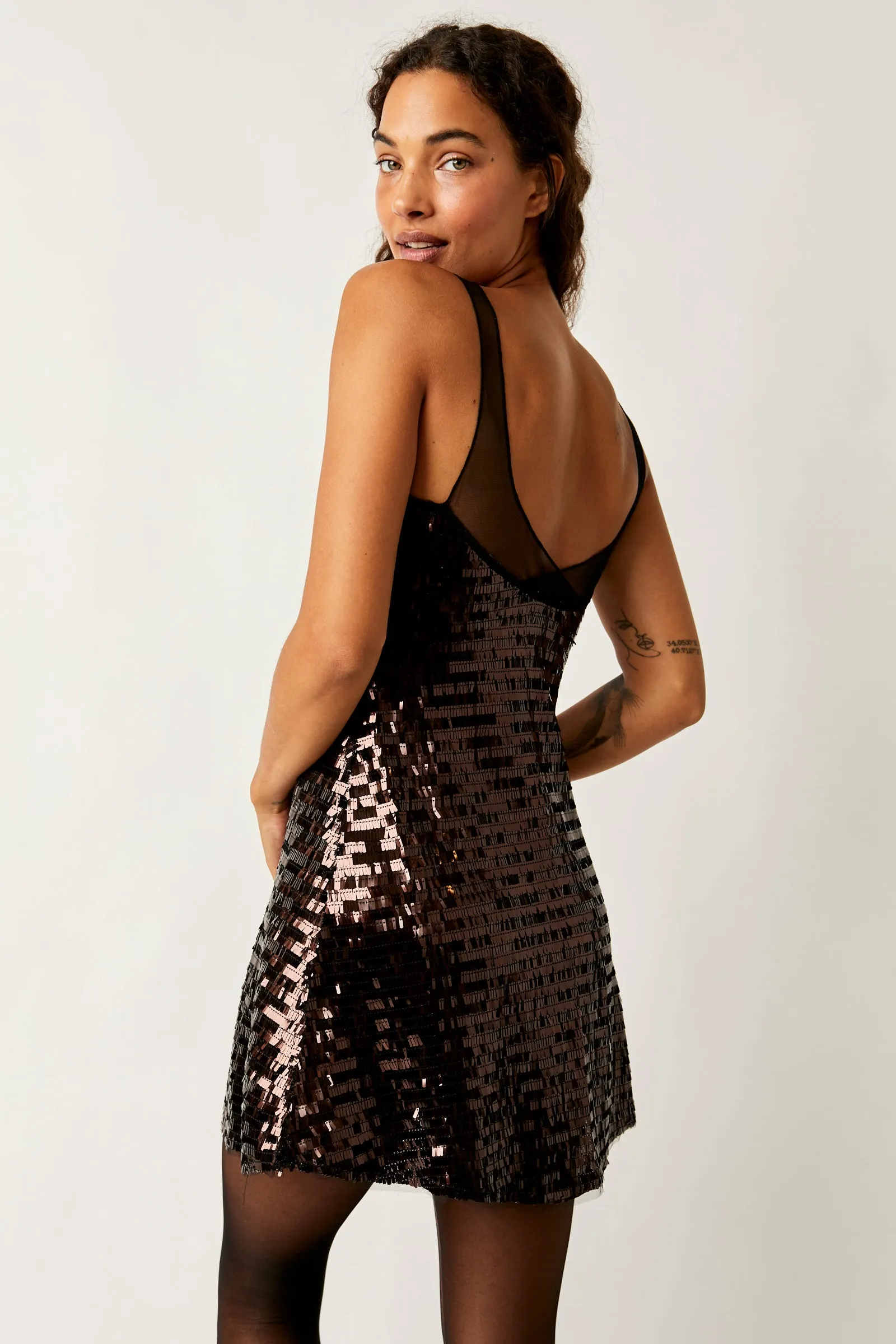 Free People Disco Fever Mini Slip-Black