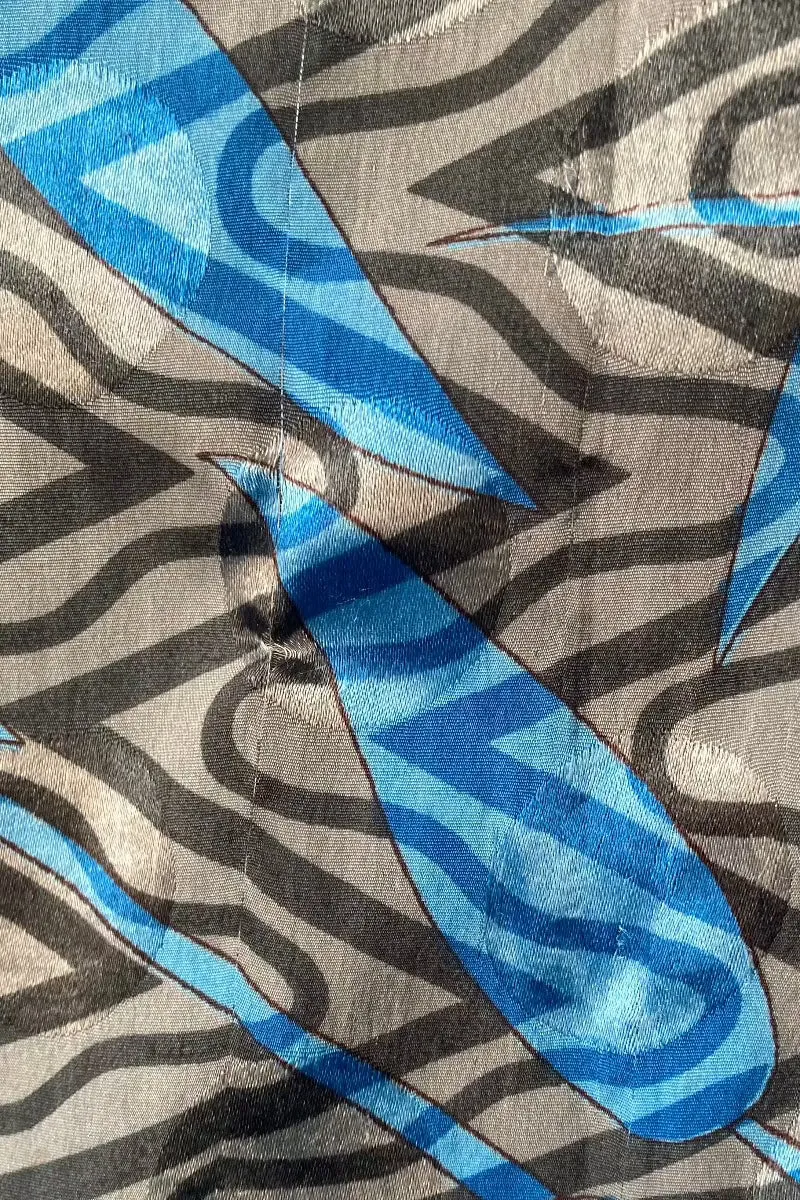 Gemini Kimono - Blue Lagoon Waves - Vintage Indian Sari - Size M/L