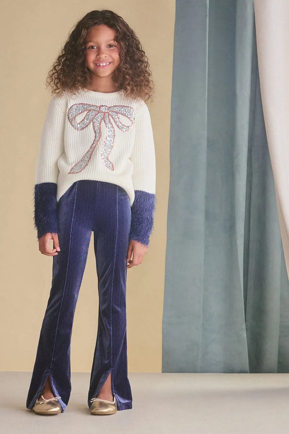 Girls Sparkle Wave Stretchy Flared Pants