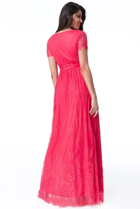 Goddiva Scalloped Hem Lace Maxi Dress
