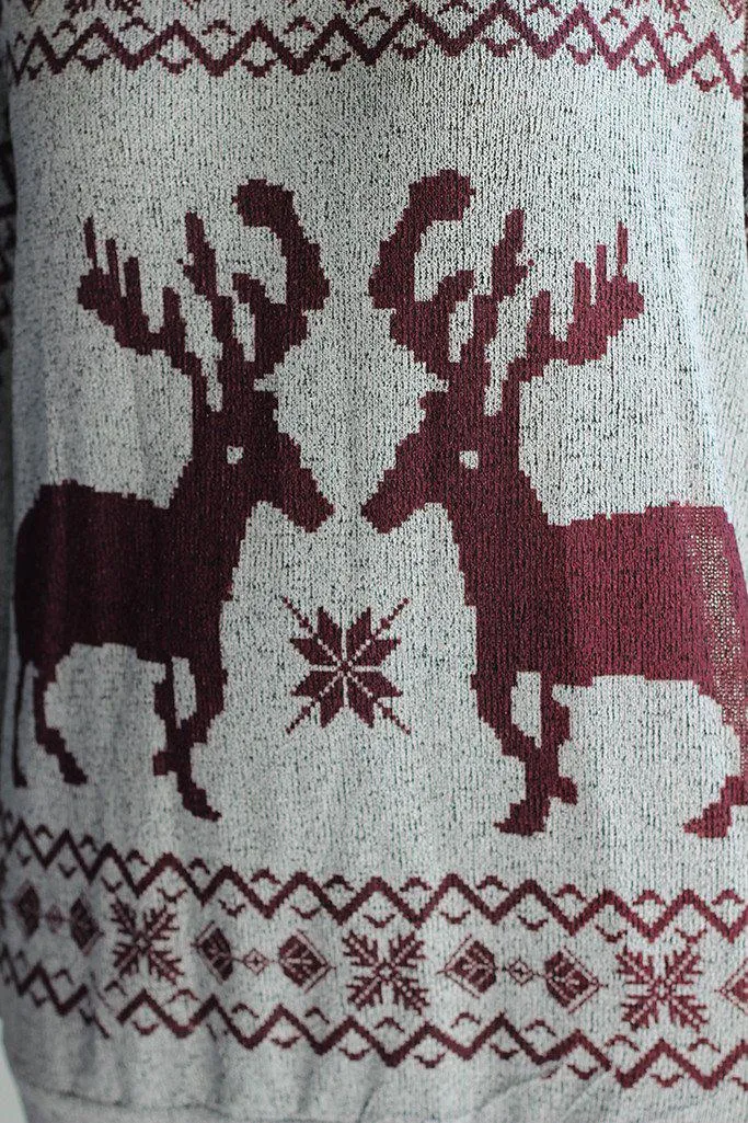 Gray And Burgundy Reindeer Top