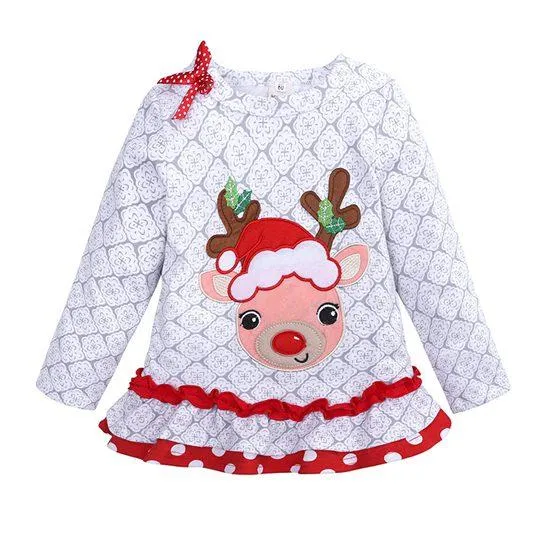 Gray Reindeer Ruffled Pant Set