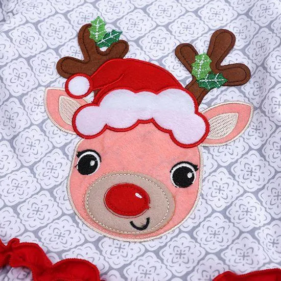 Gray Reindeer Ruffled Pant Set