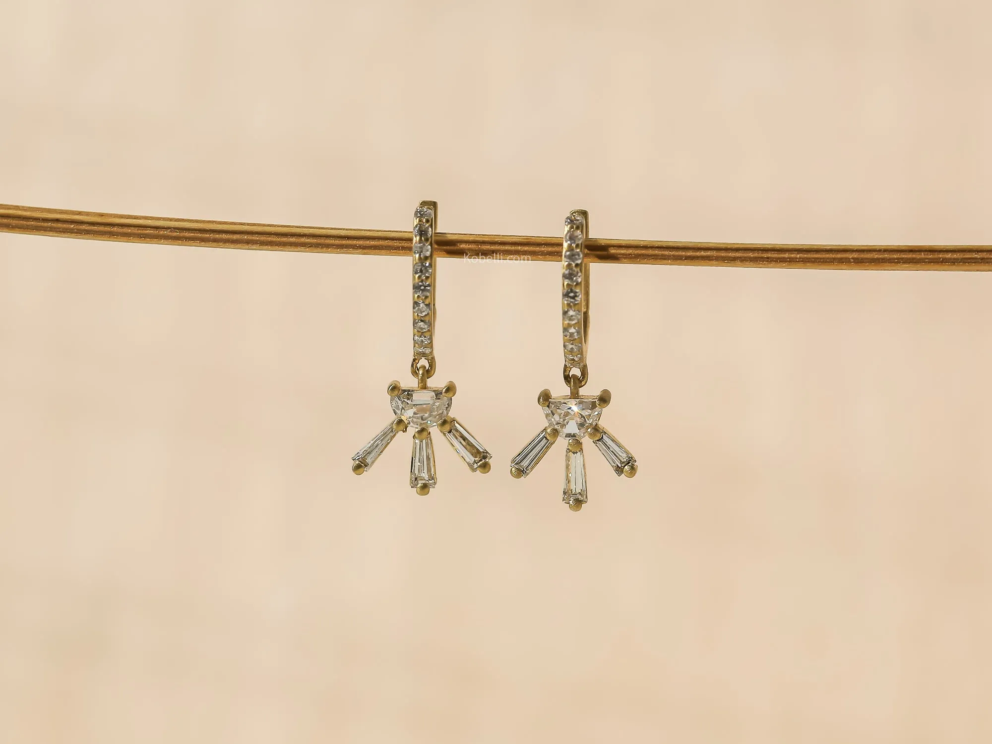 Half-Moon Diamond Flared Earrings
