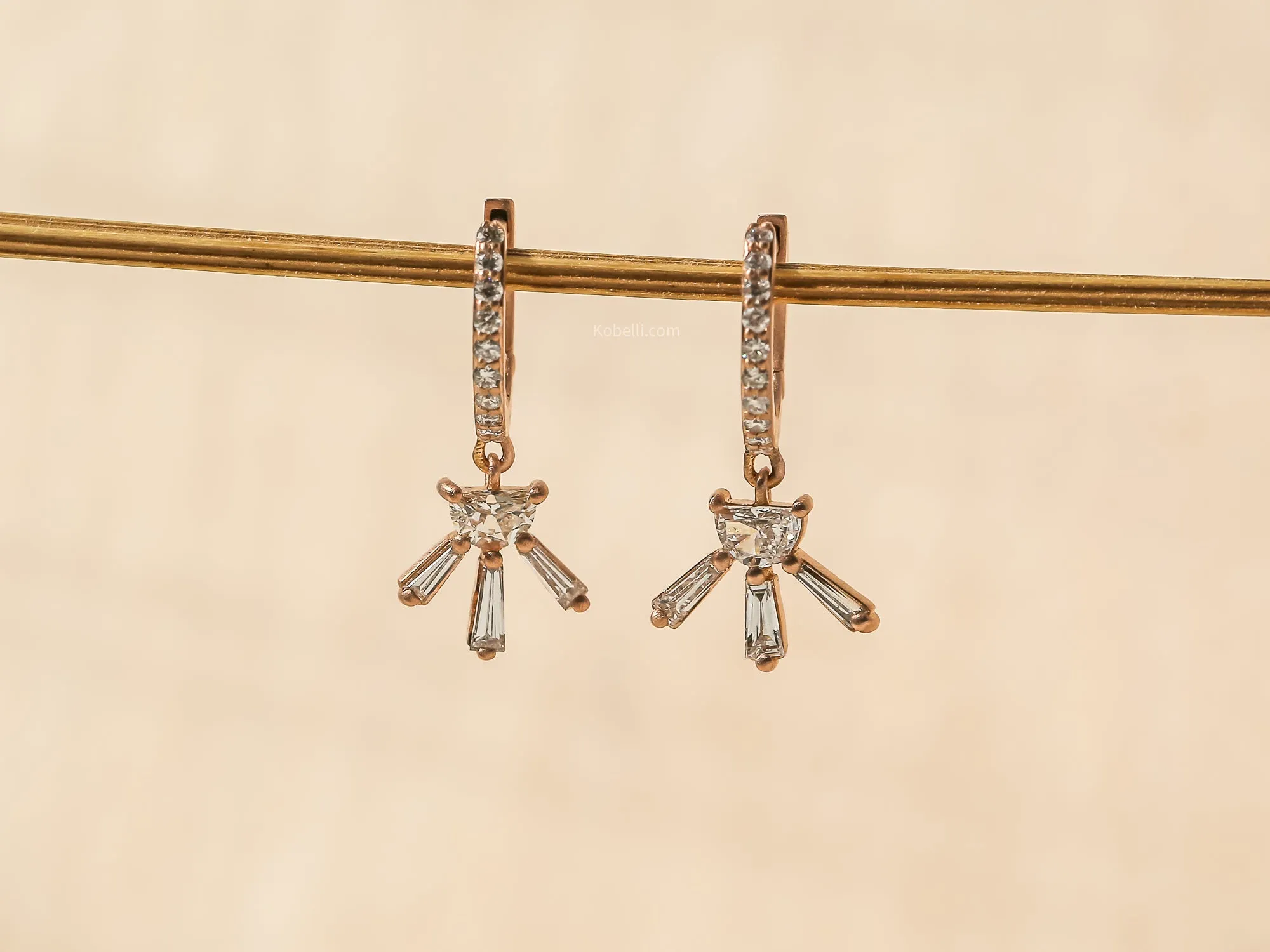 Half-Moon Diamond Flared Earrings