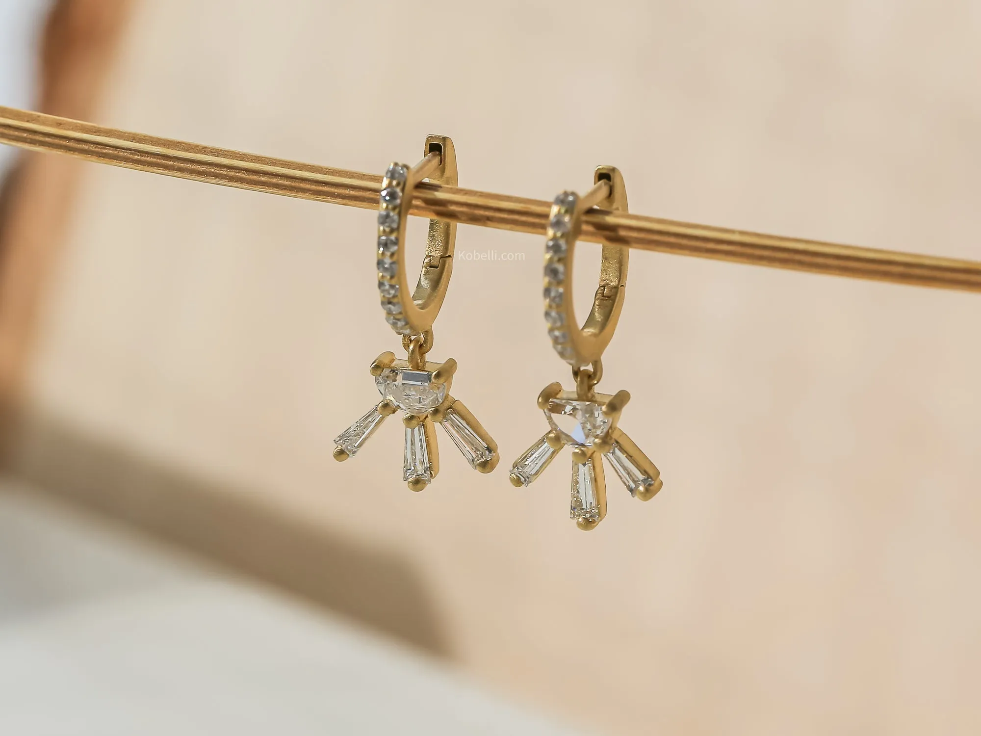 Half-Moon Diamond Flared Earrings
