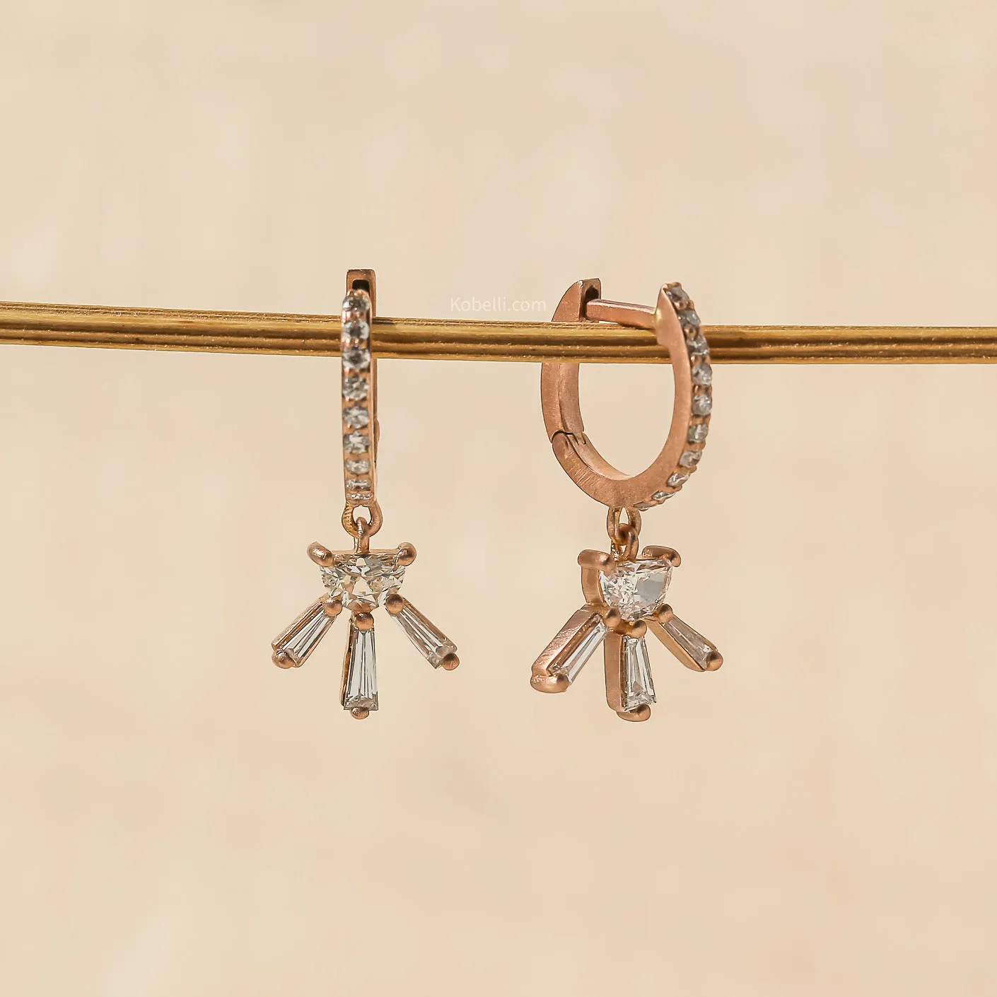 Half-Moon Diamond Flared Earrings
