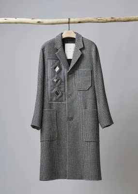 High Lapel Raglan Coat - Houndstooth (Black / White) Archive