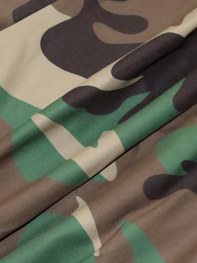 High Waist Camo Printed Wide Leg Long Pants