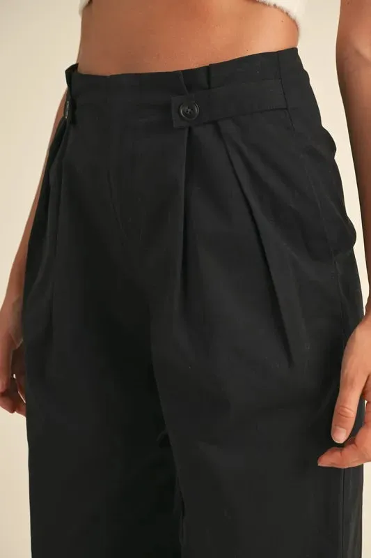 High Waist Front Pleated Wide Leg Pants