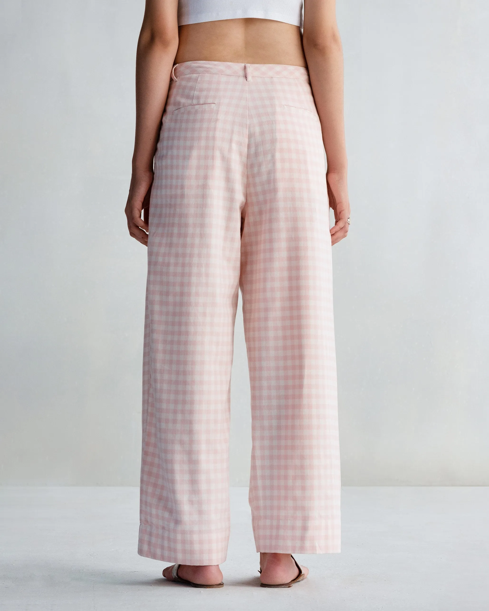 High Waist Pants - Pink & White