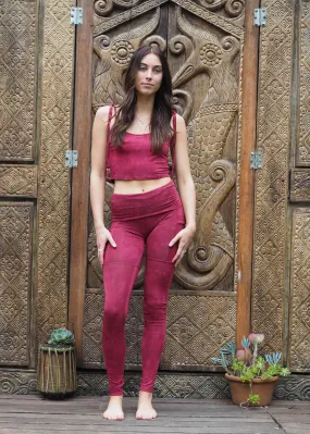 High Waist Pocket Yoga Tights - Warm Plum