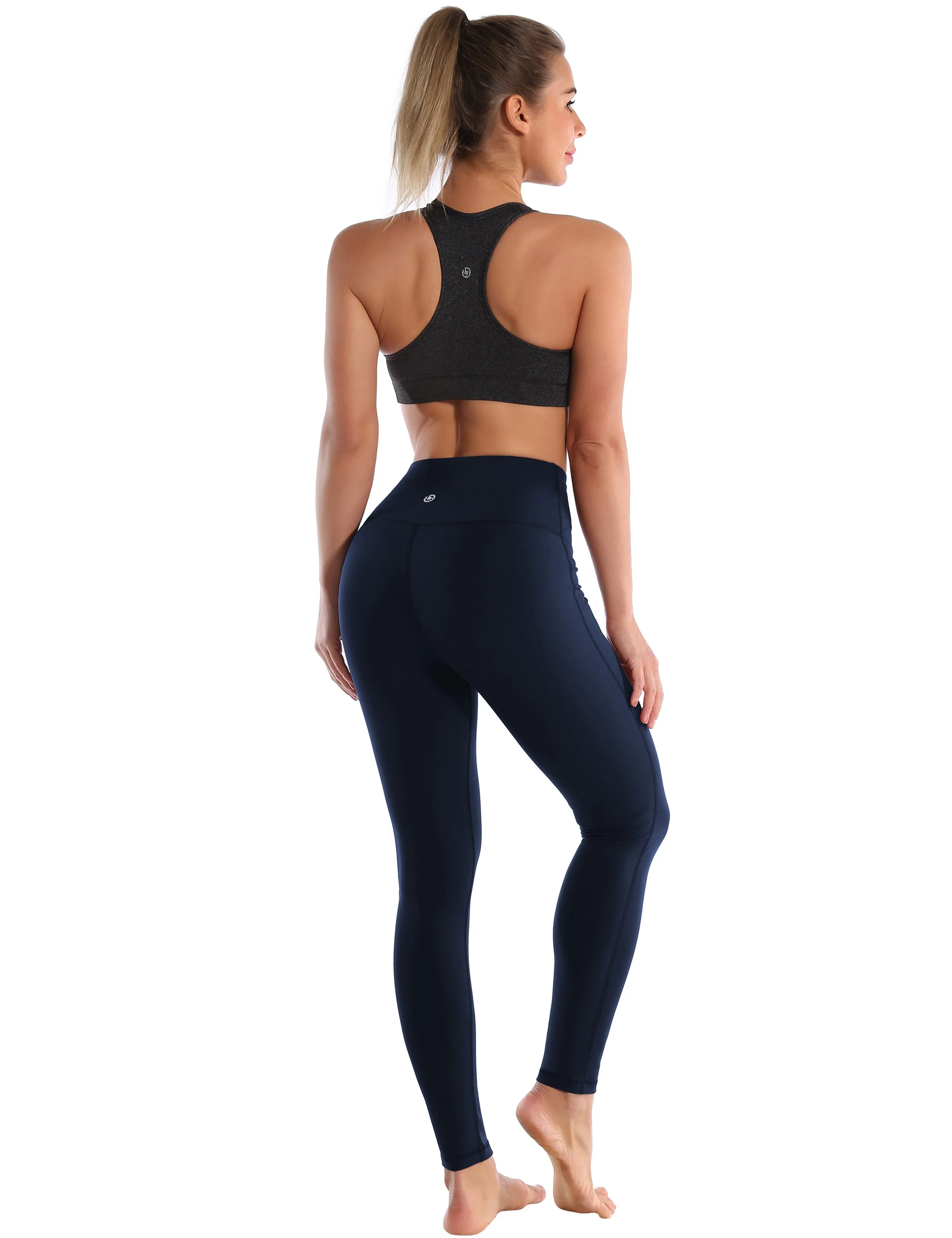 High Waist Side Line Gym Pants darknavy_Gym