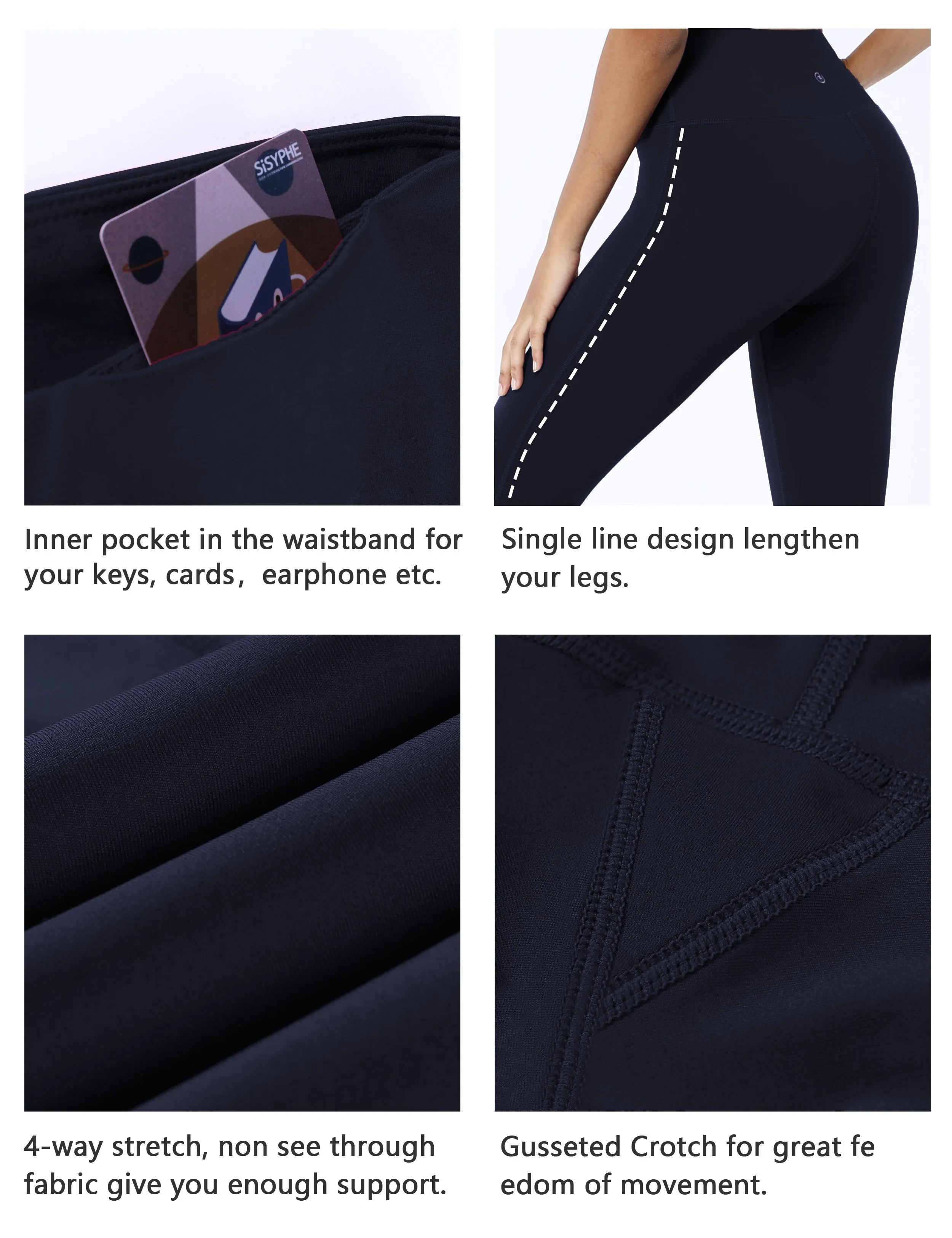 High Waist Side Line Gym Pants darknavy_Gym