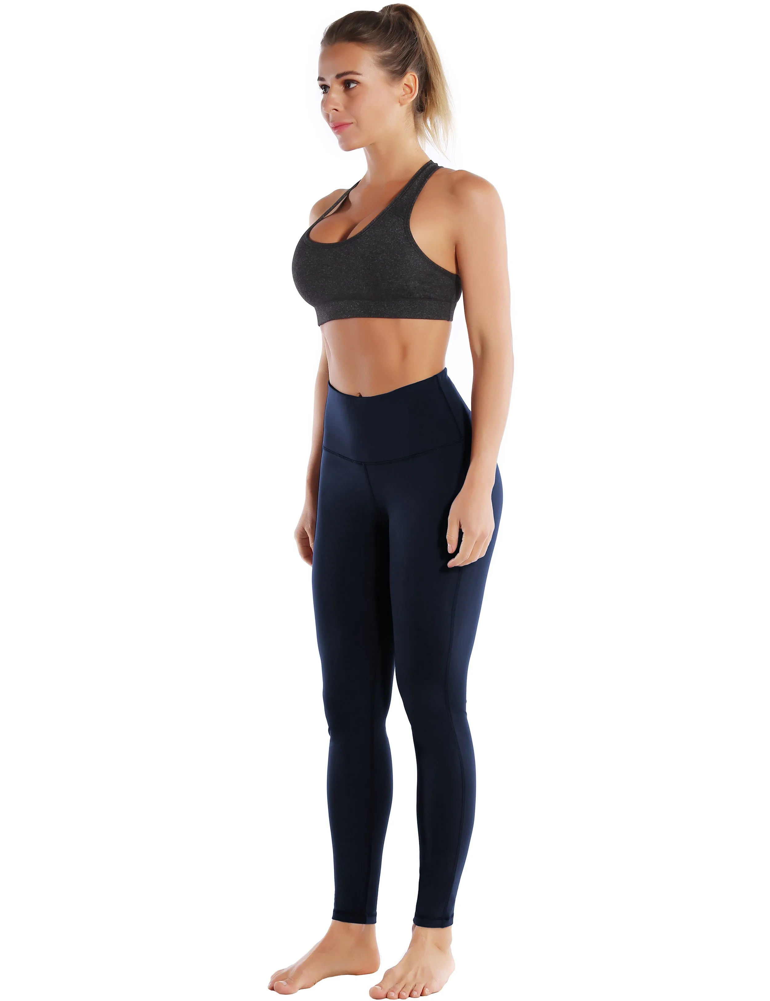 High Waist Side Line Gym Pants darknavy_Gym