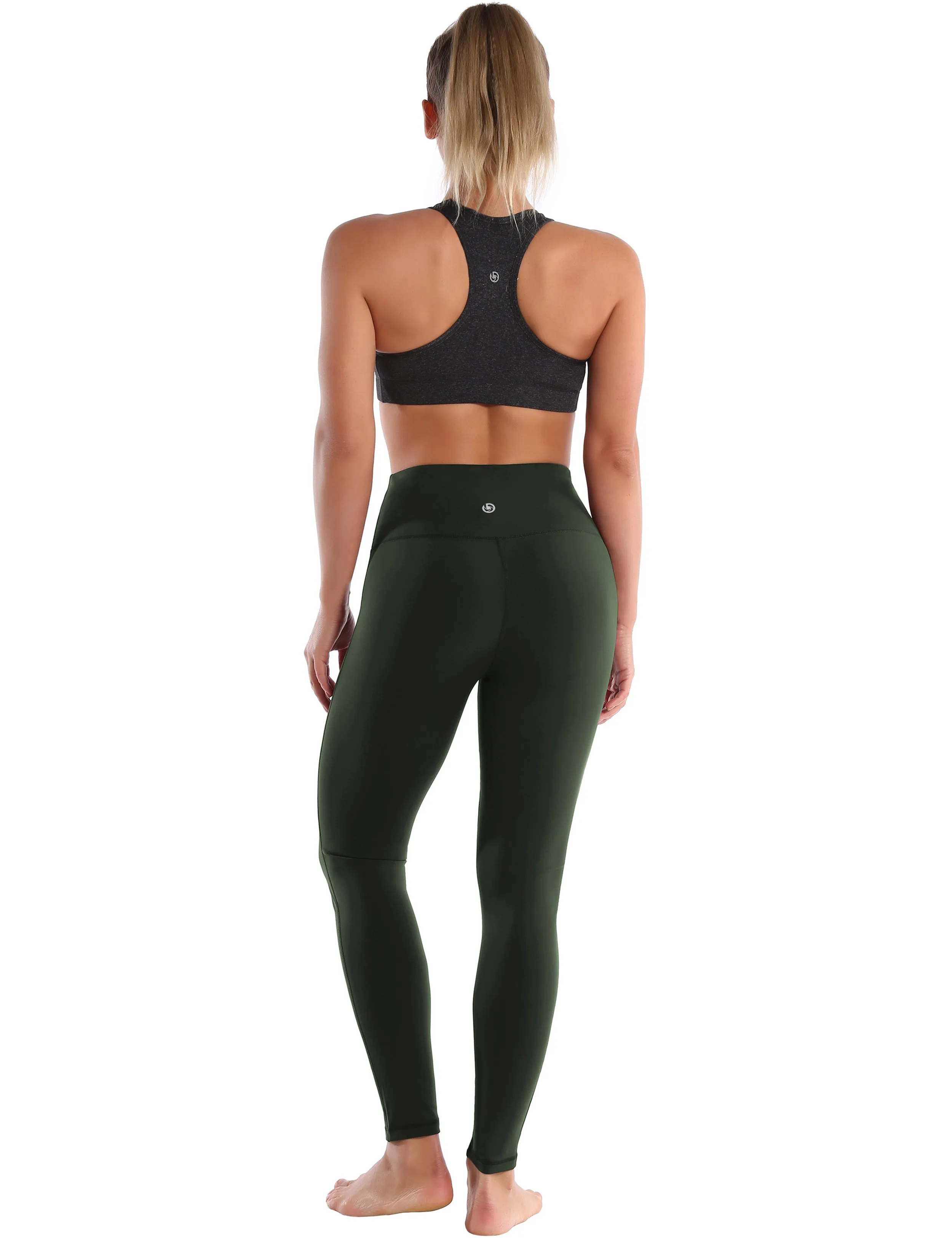 High Waist Side Line Gym Pants olivegray_Gym