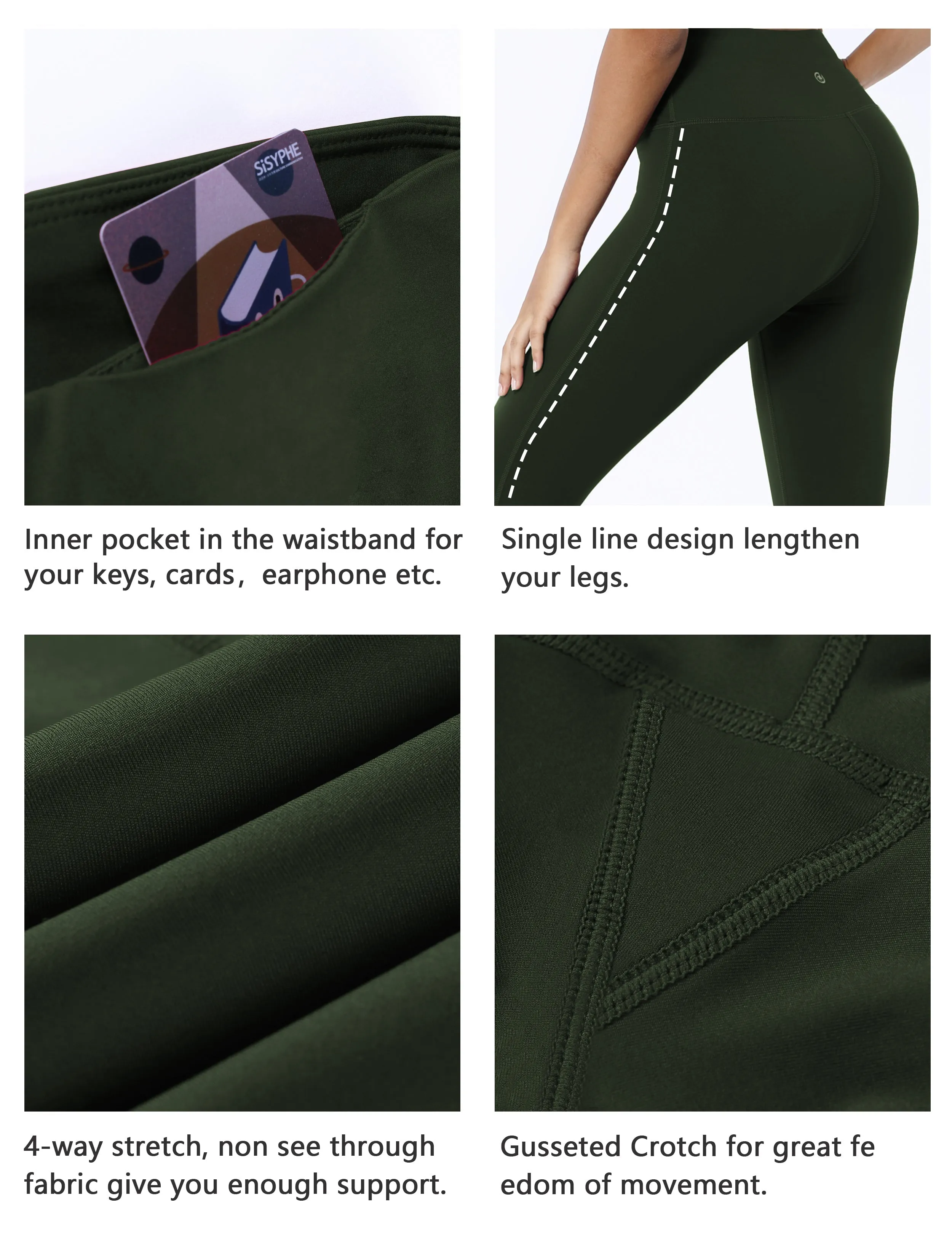 High Waist Side Line Gym Pants olivegray_Gym