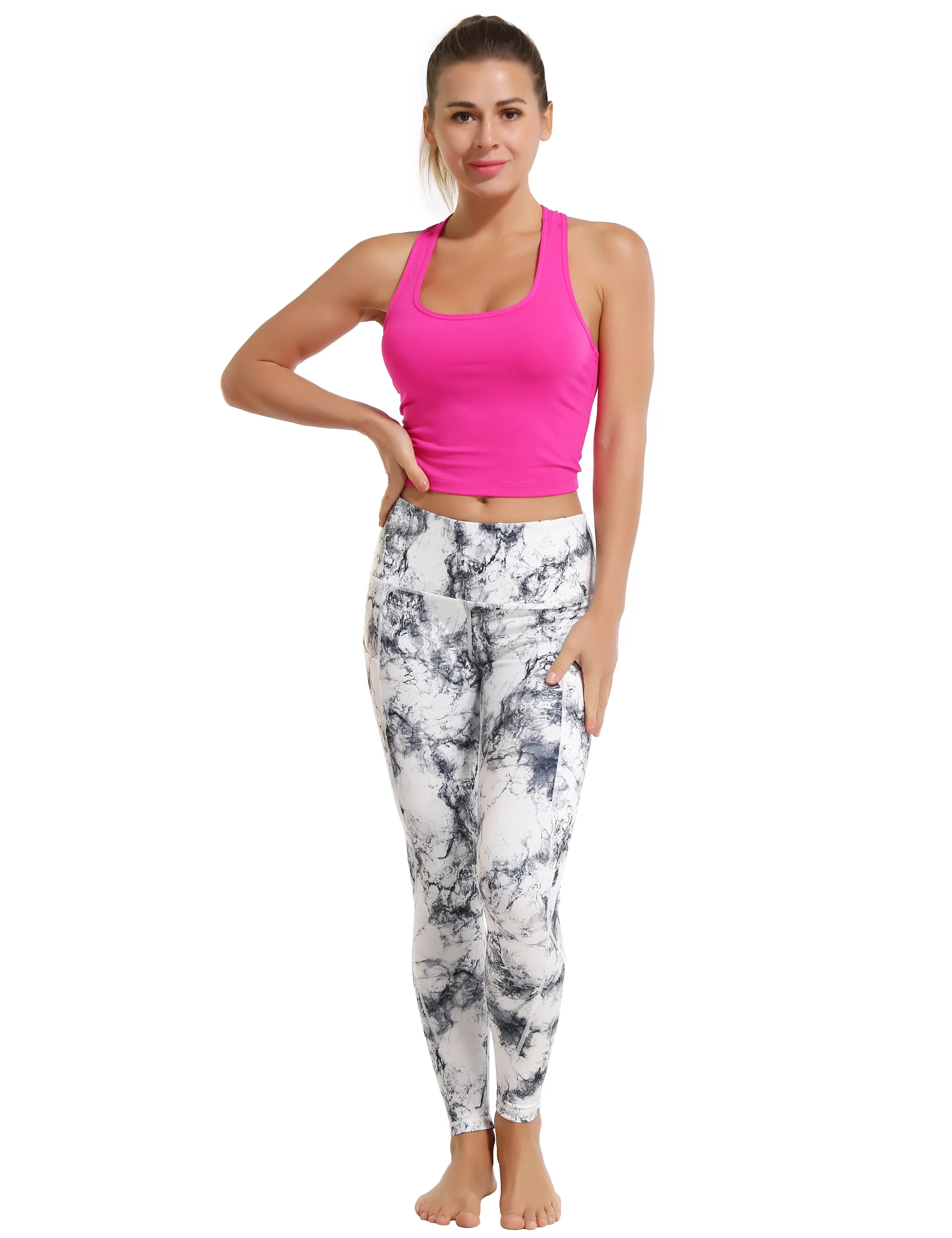 High Waist Side Pockets Yoga Pants arabescato_yoga