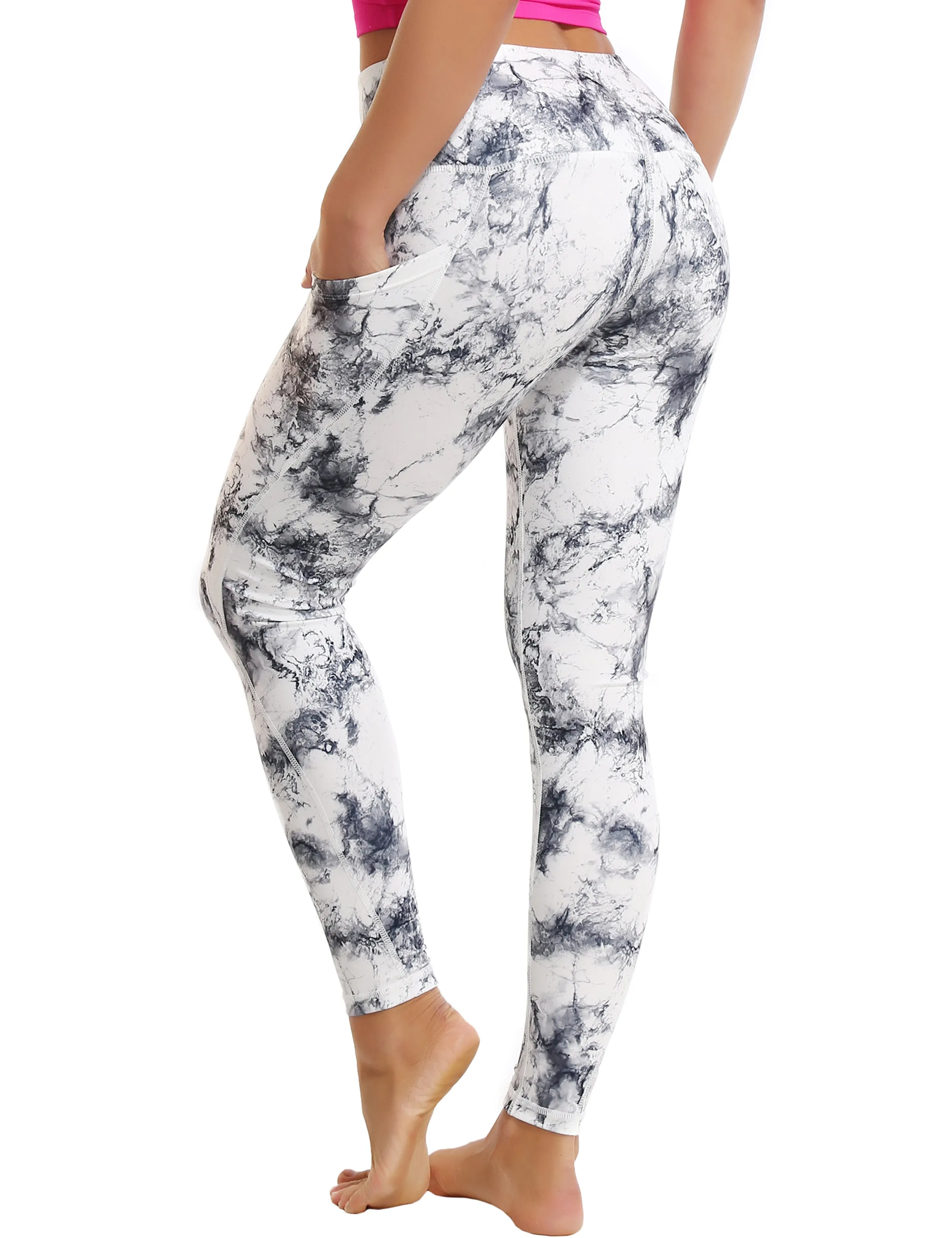 High Waist Side Pockets Yoga Pants arabescato_yoga