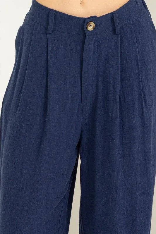 high waist wide leg linen pant