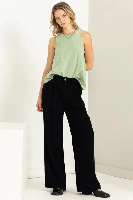 high waist wide leg linen pant