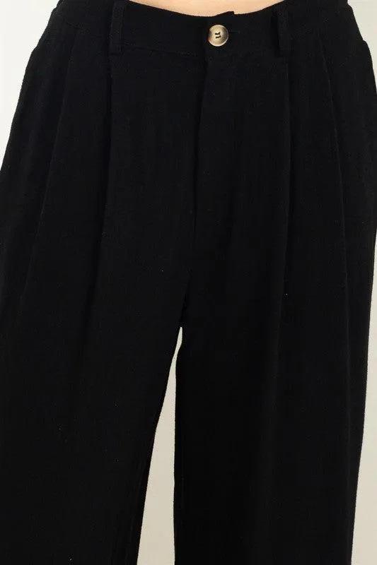 high waist wide leg linen pant