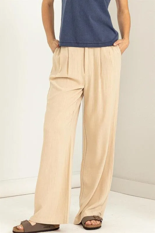 high waist wide leg linen pant