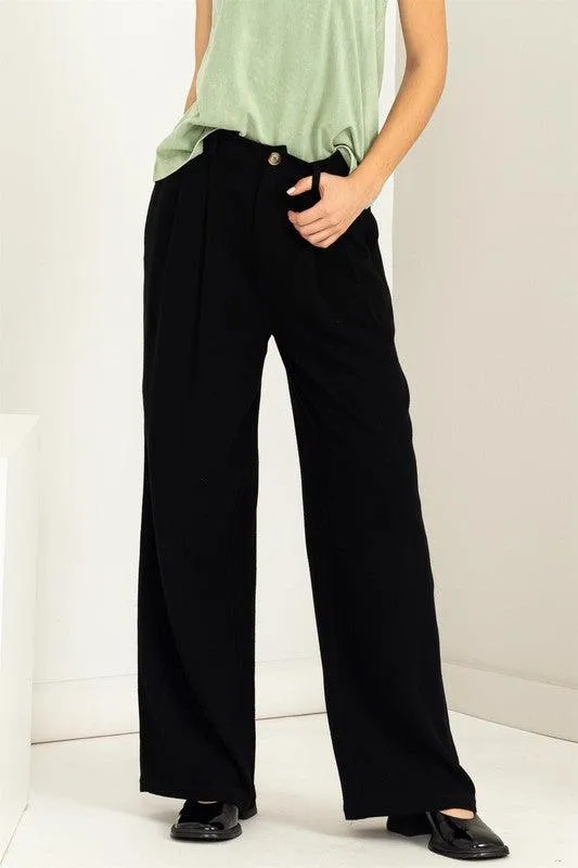 high waist wide leg linen pant