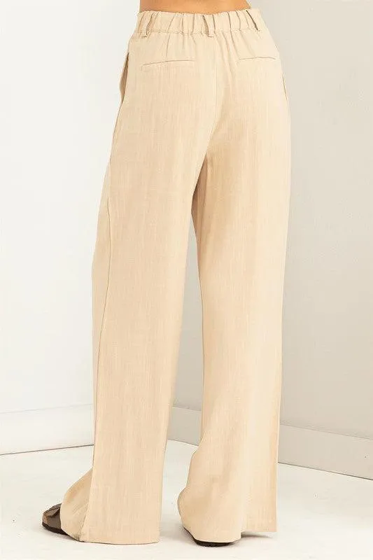high waist wide leg linen pant