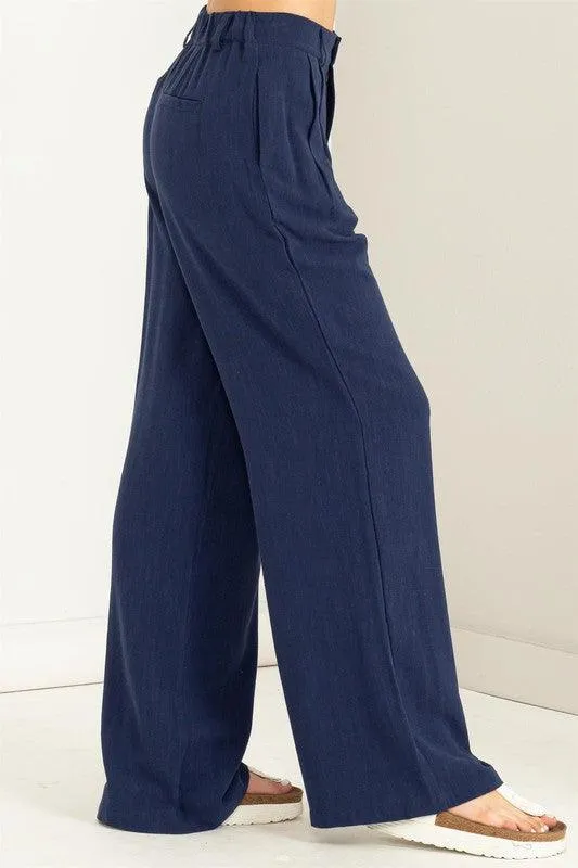 high waist wide leg linen pant