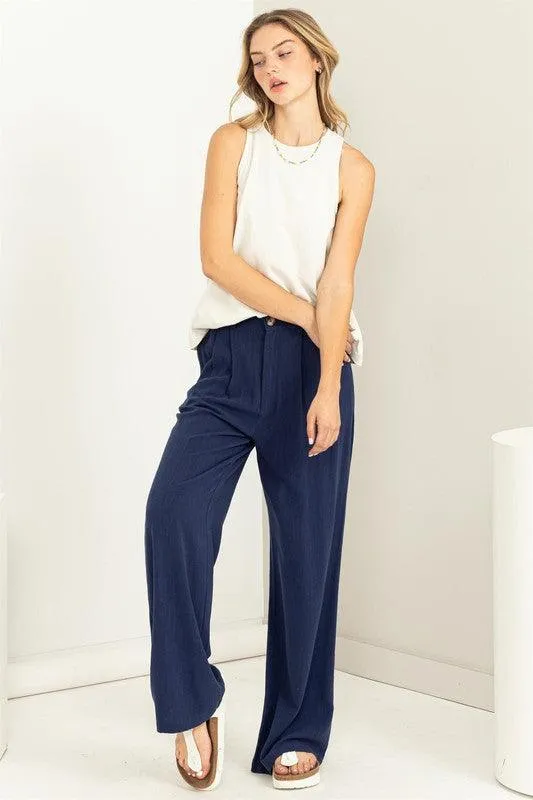 high waist wide leg linen pant
