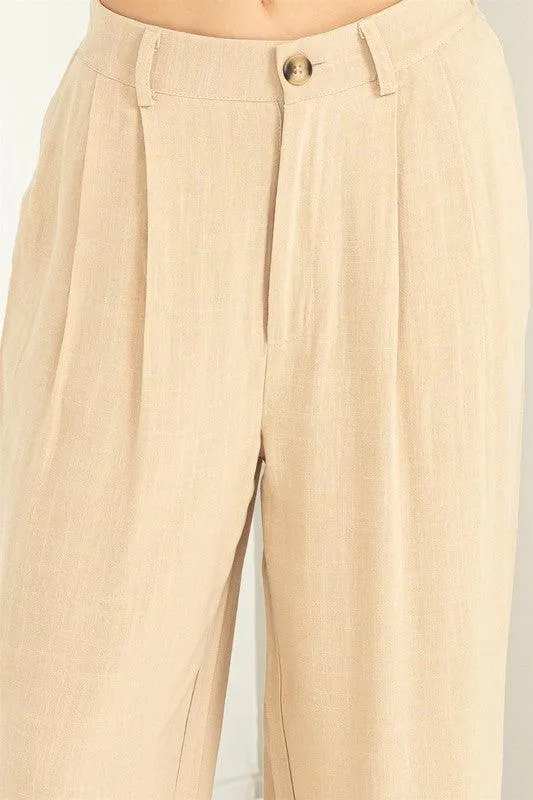 high waist wide leg linen pant